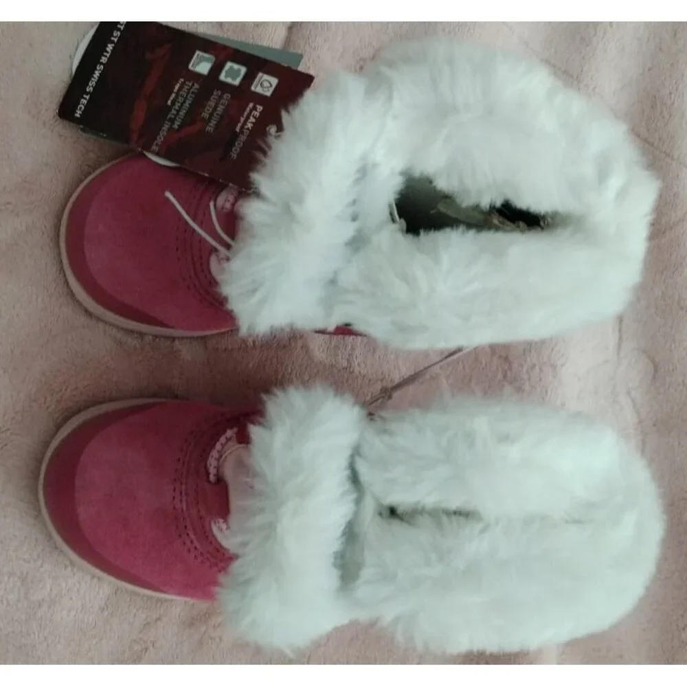 Swiss Tech Kids Winter Boots Size 6 Pink Fur Lined Waterproof
